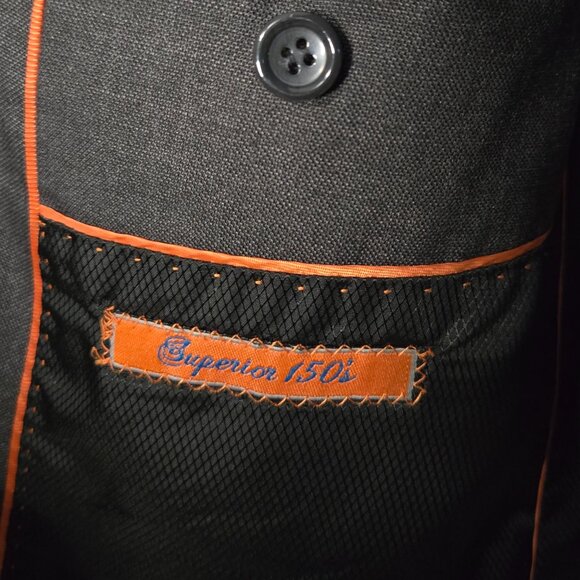 Sergio Martini Superior 150s Charcoal Gray Two Button Front Suit Jacket, 42R - Picture 7 of 9